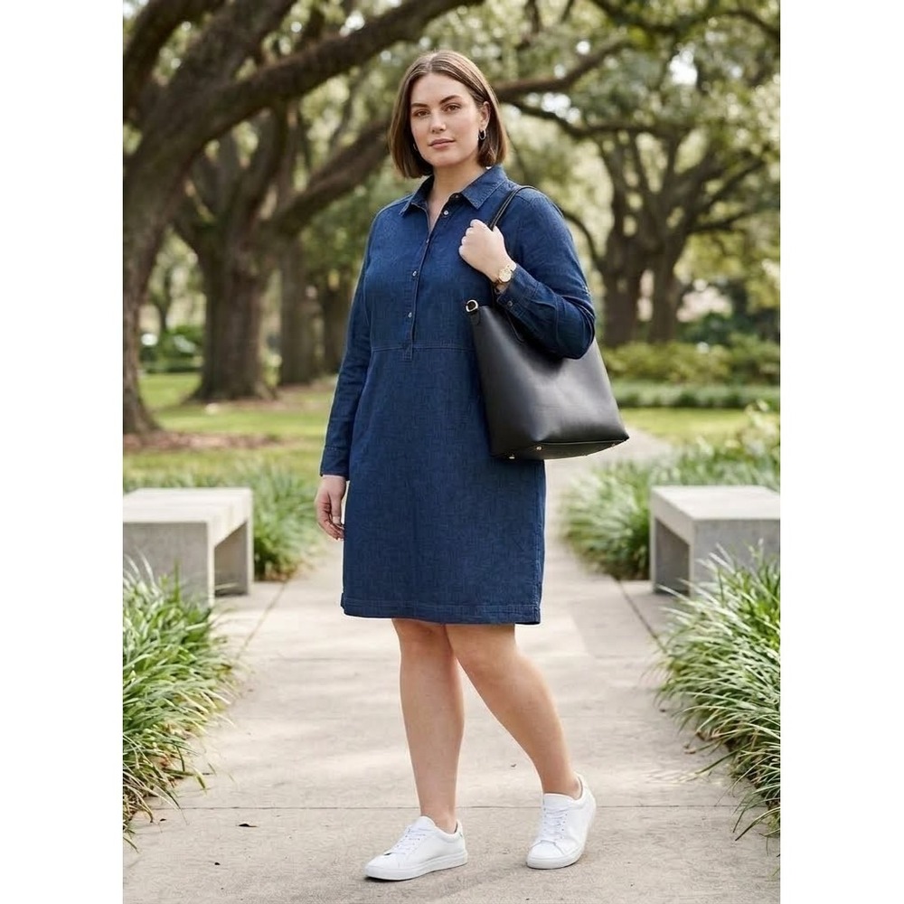 J. Jill Indigo Denim Long Sleeve Shirt Dress